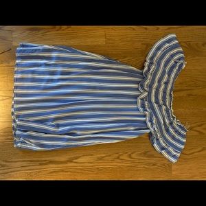 Girl’s off-the-shoulder striped dress